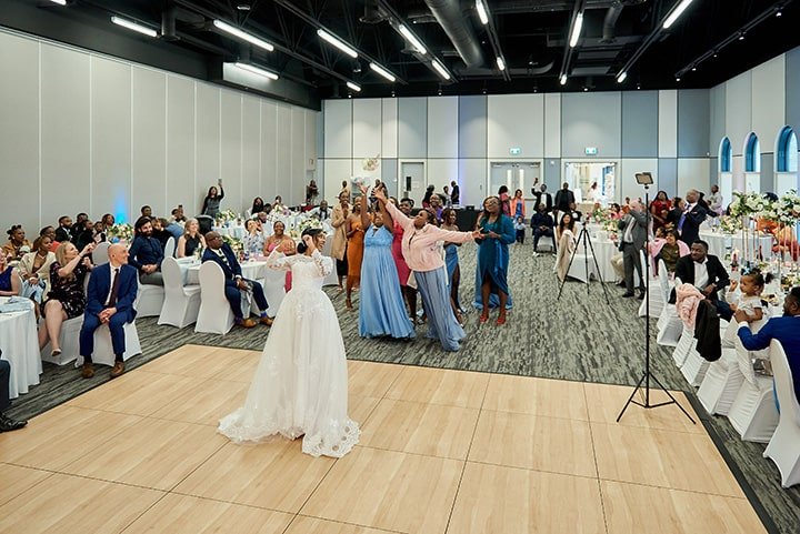 Vanita and Joseph wedding. Halifax wedding photography. Cedar Event Center. Bouquet toss